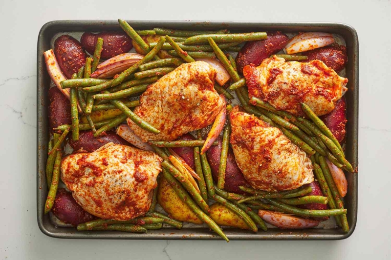 Sheet Pan Red Curry Chicken Thighs