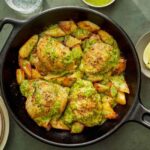 Skillet Chicken Thighs and Parsnips With Green Sauce