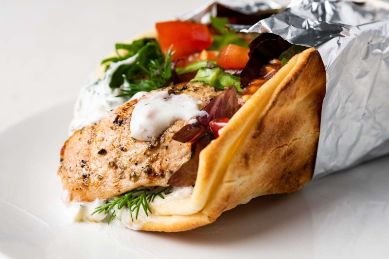 Greek Chicken Souvlaki Gyro Wrap