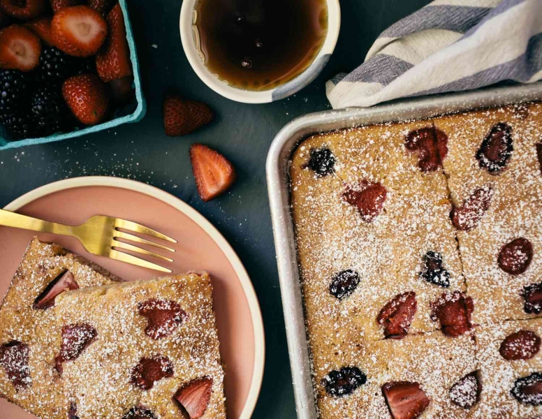 Triple Berry Sheet Pan Pancakes