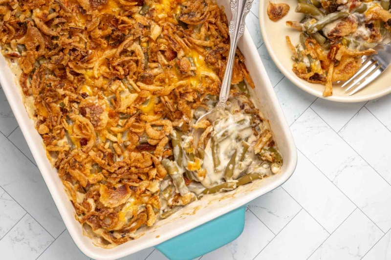 Bacon and Cheddar Green Bean Casserole