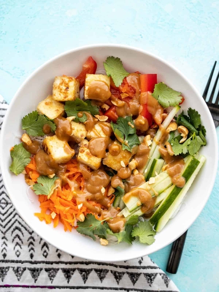 Peanut Tofu Noodle Bowls