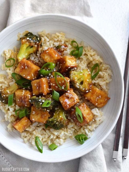 Pan Fried Sesame Tofu with Broccoli