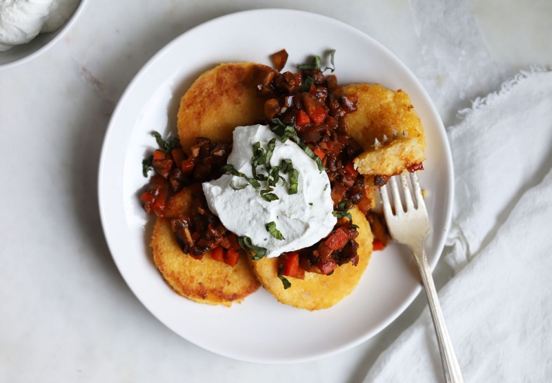 Polenta Cakes With Mushroom Ragu