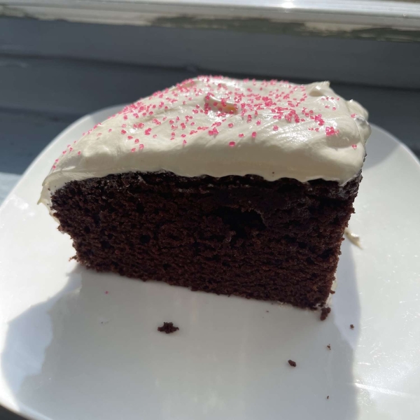 Devil’s Food Snacking Cake with Marshmallow Frosting