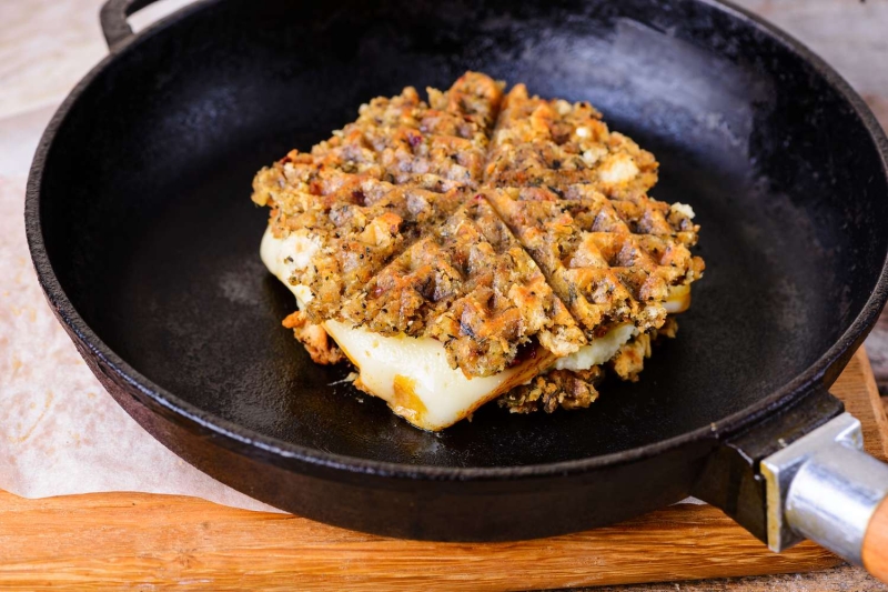 Stuffing Waffle Grilled Cheese With Thanksgiving Leftovers