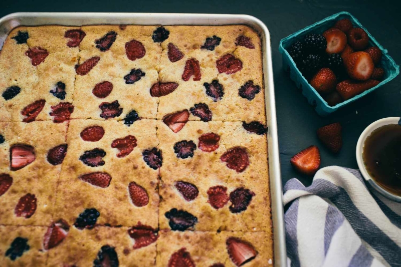 Triple Berry Sheet Pan Pancakes