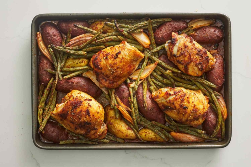 Sheet Pan Red Curry Chicken Thighs