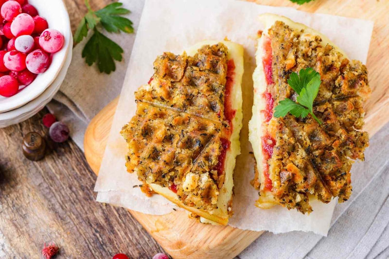 Stuffing Waffle Grilled Cheese With Thanksgiving Leftovers