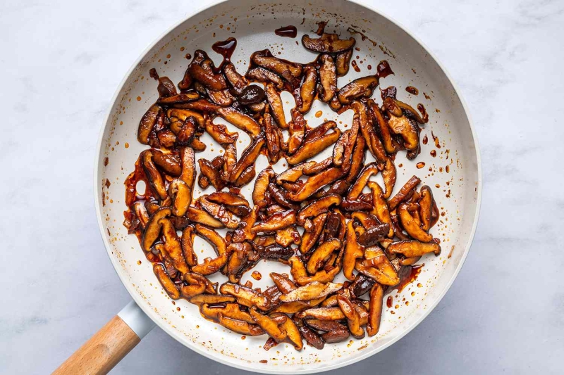 Pasta with Smoky Shiitakes and Winter Greens