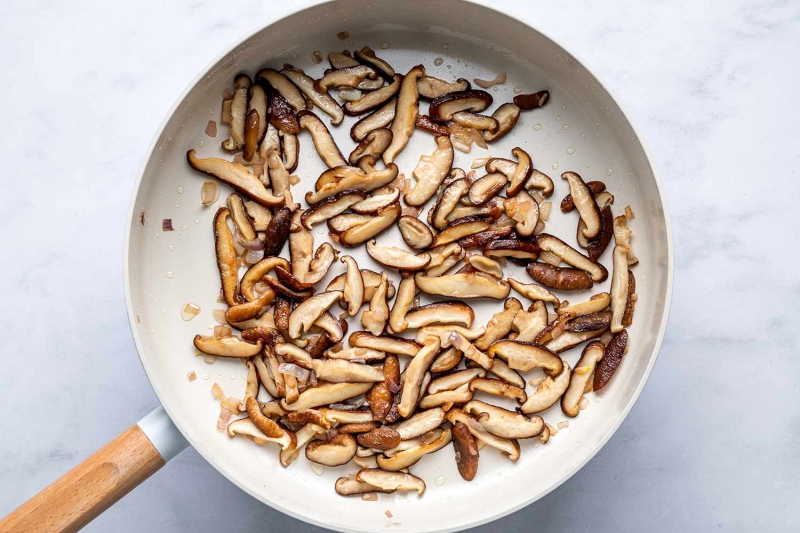 Pasta with Smoky Shiitakes and Winter Greens