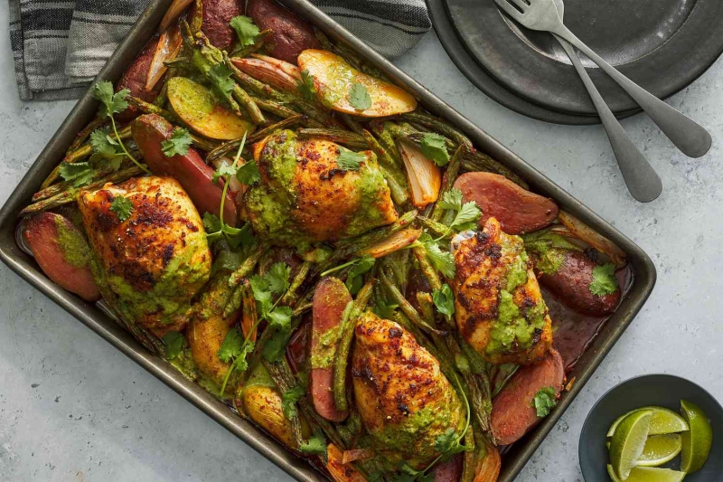 Sheet Pan Red Curry Chicken Thighs