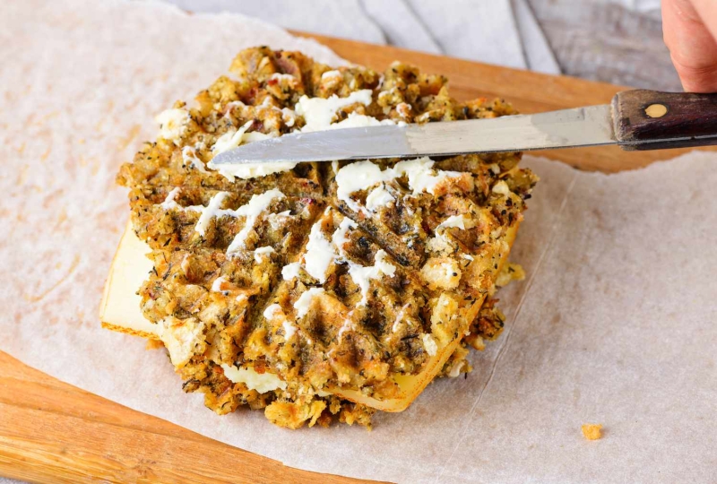 Stuffing Waffle Grilled Cheese With Thanksgiving Leftovers