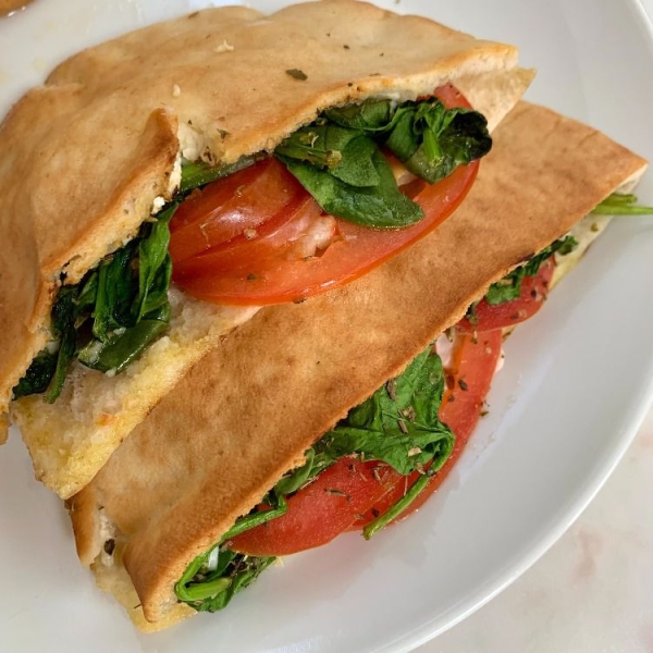 Pita Grilled Cheese With Spinach and Feta Recipe