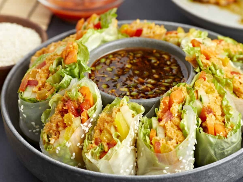 Fresh Kimchi Spring Rolls