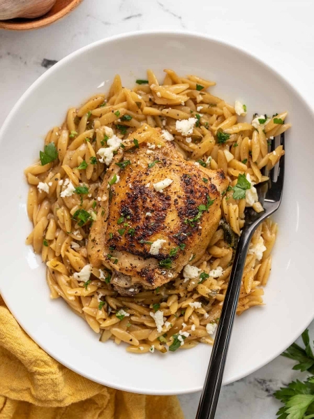 One Pot Lemon Pepper Chicken with Orzo