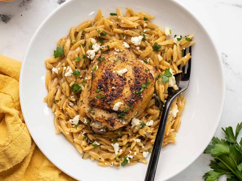 One Pot Lemon Pepper Chicken with Orzo