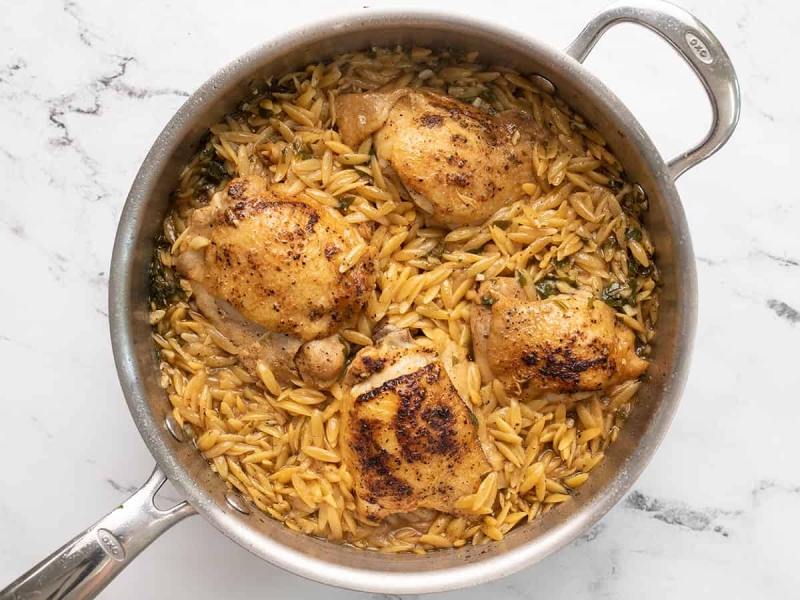 One Pot Lemon Pepper Chicken with Orzo