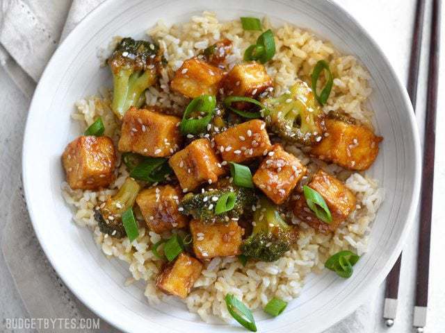 Pan Fried Sesame Tofu with Broccoli