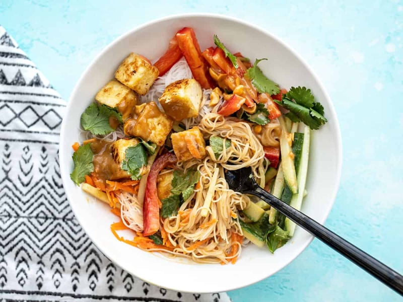 Peanut Tofu Noodle Bowls