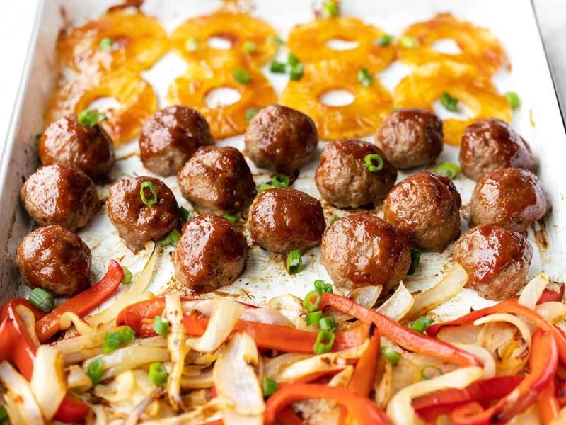 Sheet Pan BBQ Meatballs