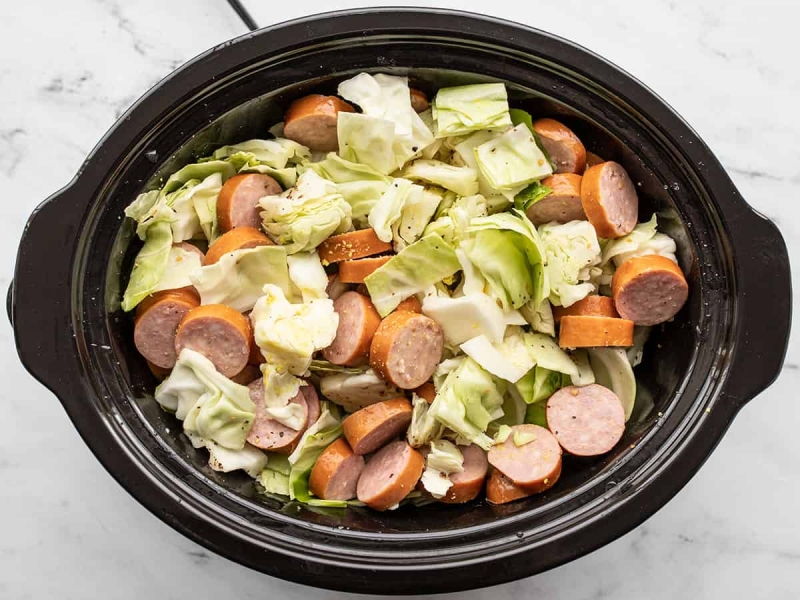 Slow Cooker Cabbage and Sausage