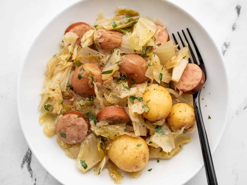 Slow Cooker Cabbage and Sausage