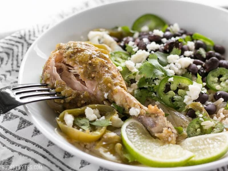 Slow Cooker Salsa Verde Chicken Bowls