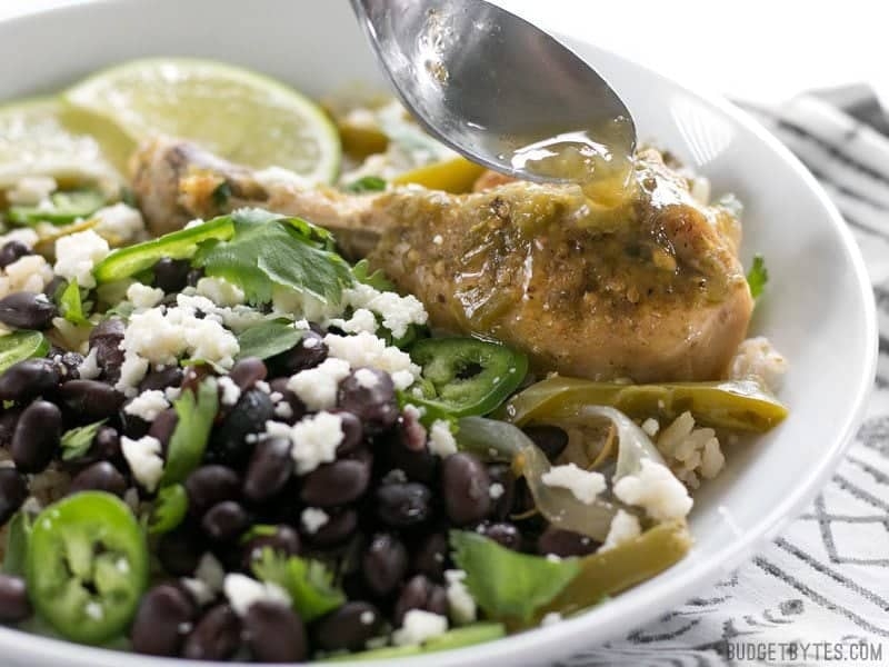 Slow Cooker Salsa Verde Chicken Bowls