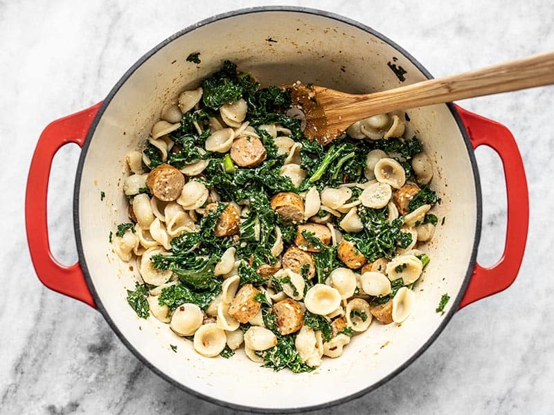 Spicy Orecchiette with Chicken Sausage and Kale