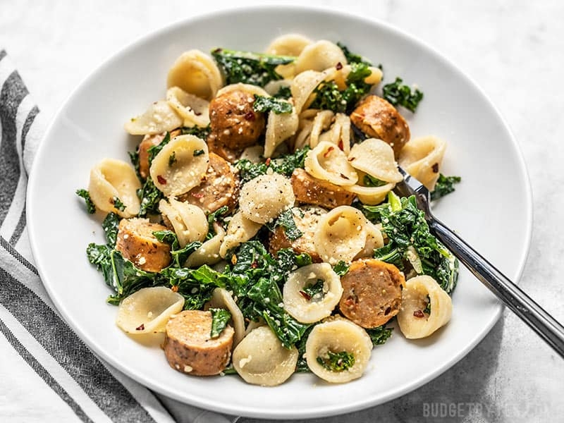 Spicy Orecchiette with Chicken Sausage and Kale