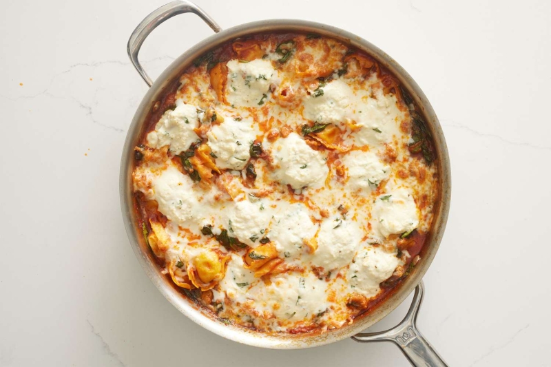 Chicken Sausage and Tortellini Skillet Pasta Bake