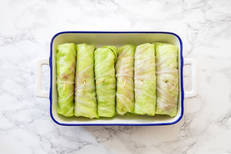 Stuffed Cabbage Rolls With Ground Beef and Rice