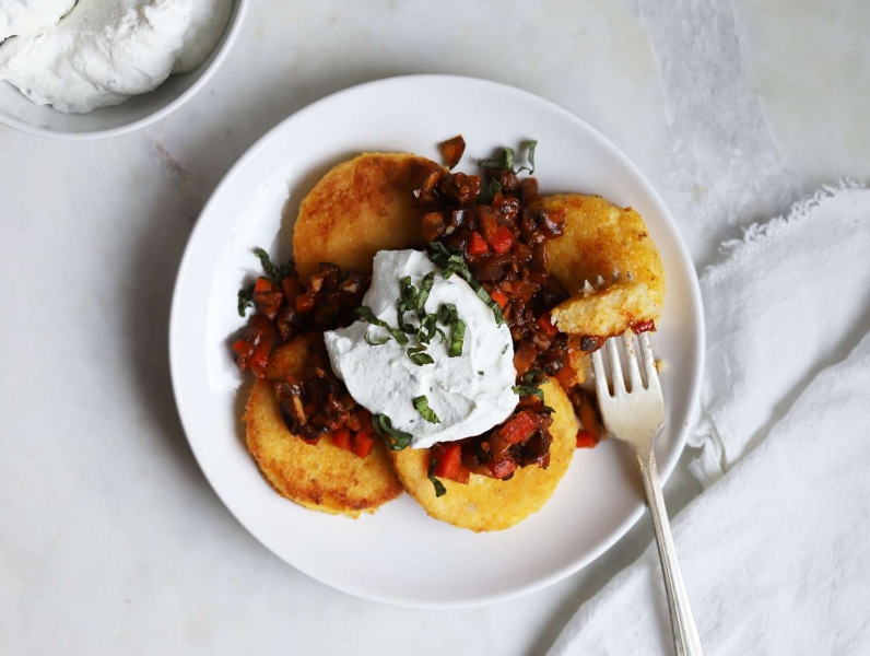 Polenta Cakes With Mushroom Ragu