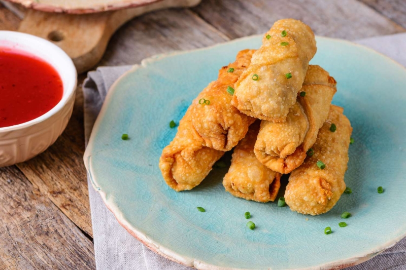 Thanksgiving Egg Rolls With Sweet-and-Sour Cranberry Sauce