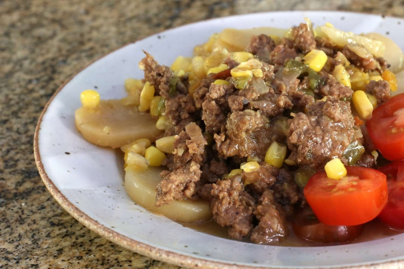 Layered Hamburger Potato Casserole