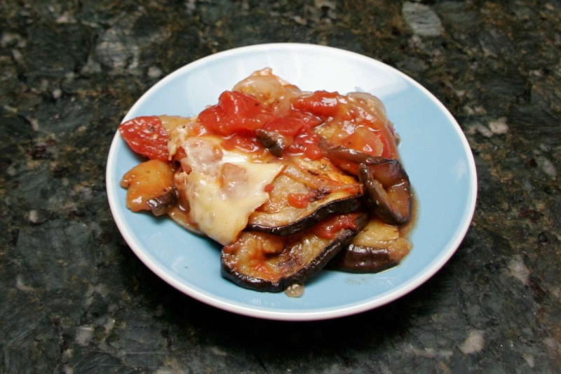 Eggplant and Tomato Casserole With Mozzarella Cheese