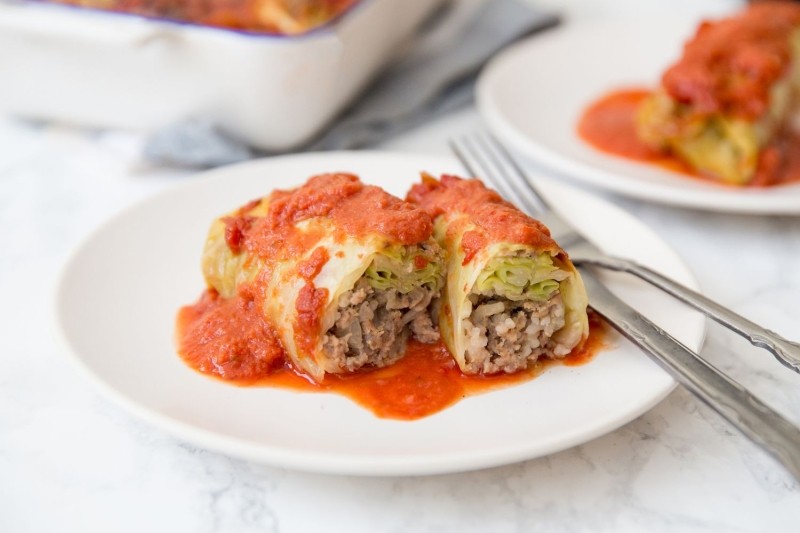 Stuffed Cabbage Rolls With Ground Beef and Rice