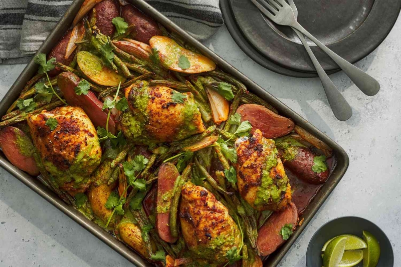 Sheet Pan Red Curry Chicken Thighs