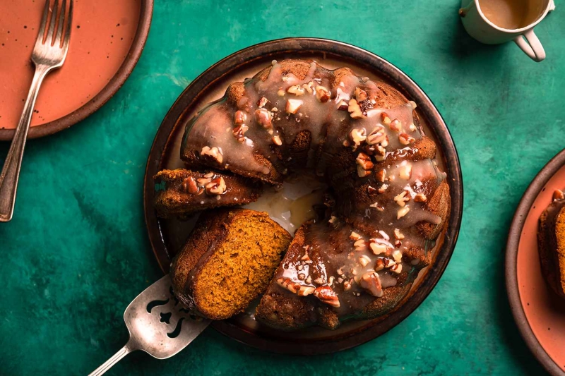 Pumpkin Pound Cake With Maple Pecan Glaze