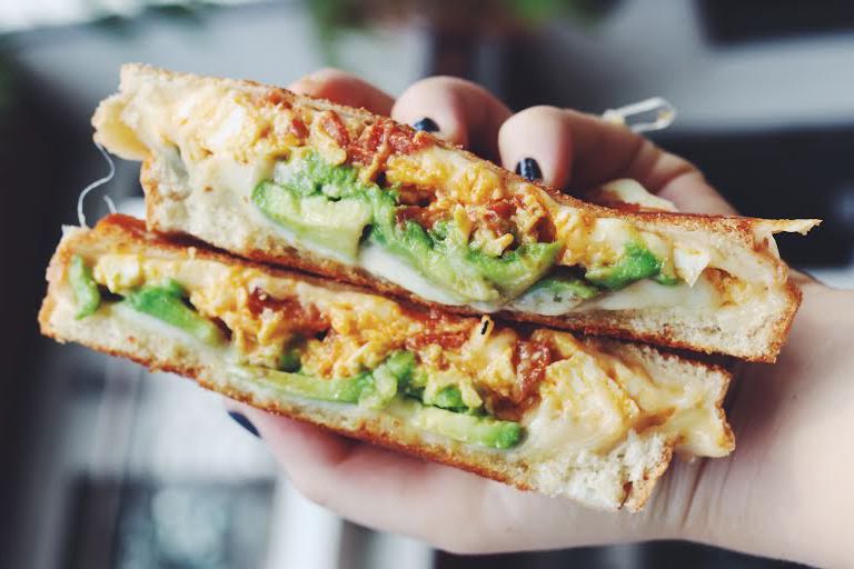 Avocado and Chorizo Breakfast Grilled Cheese Sandwich