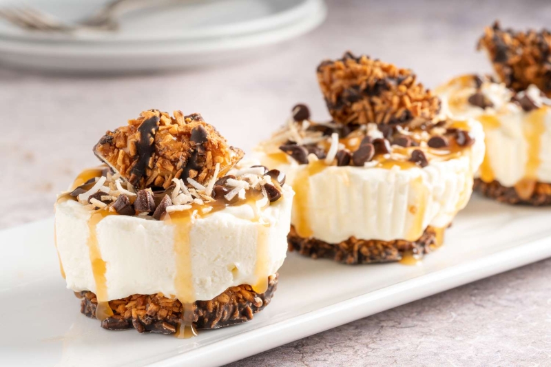 Girl Scout Samoas Mini Cheesecakes