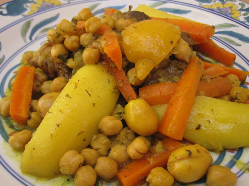 Moroccan Tagine With Carrots, Potatoes, and Chickpeas Recipe