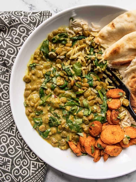 Creamy Coconut Curry Lentils with Spinach