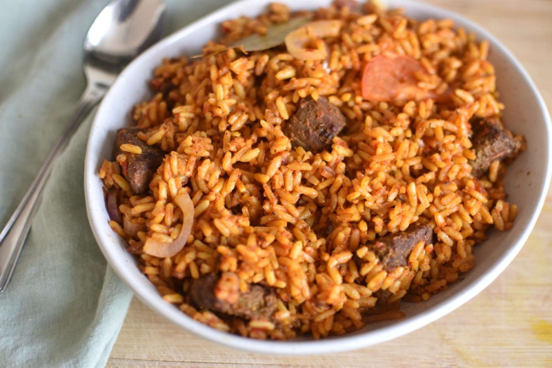 Nigerian Jollof Rice With Beef