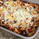 American Chop Suey Casserole With Cheese Topping