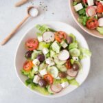 Greek Salad With Lettuce and Lemon Garlic Dressing