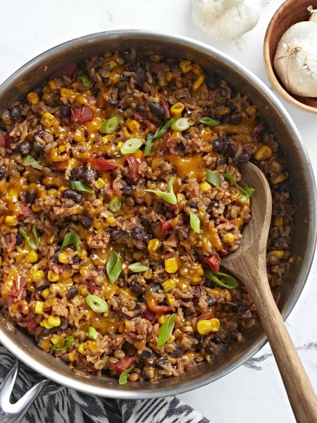 Southwest Lentils And Rice Skillet