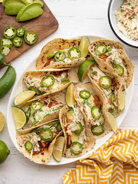 Easy Fish Tacos with Cumin Lime Slaw