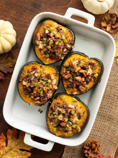 Wild Rice Stuffed Acorn Squash